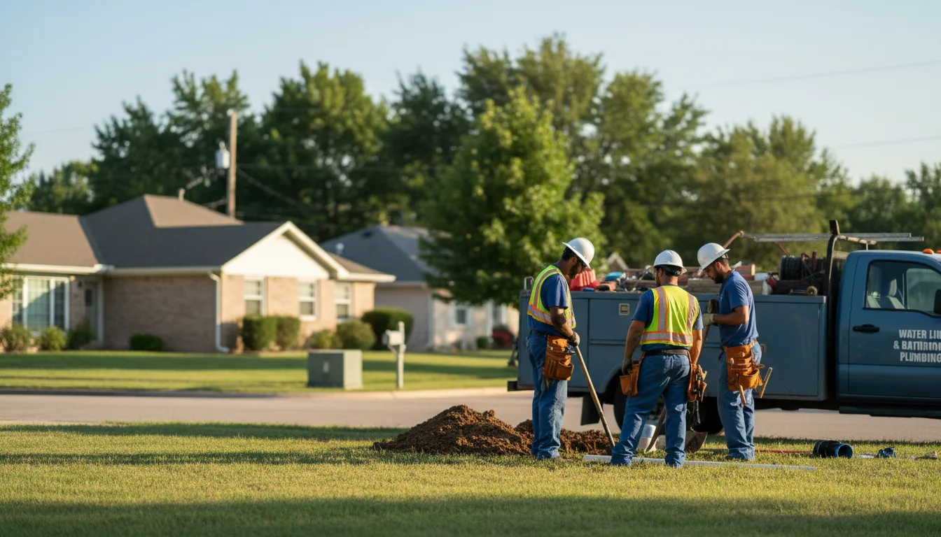 Residential water line and bathroom plumbing service in Hammon, OK